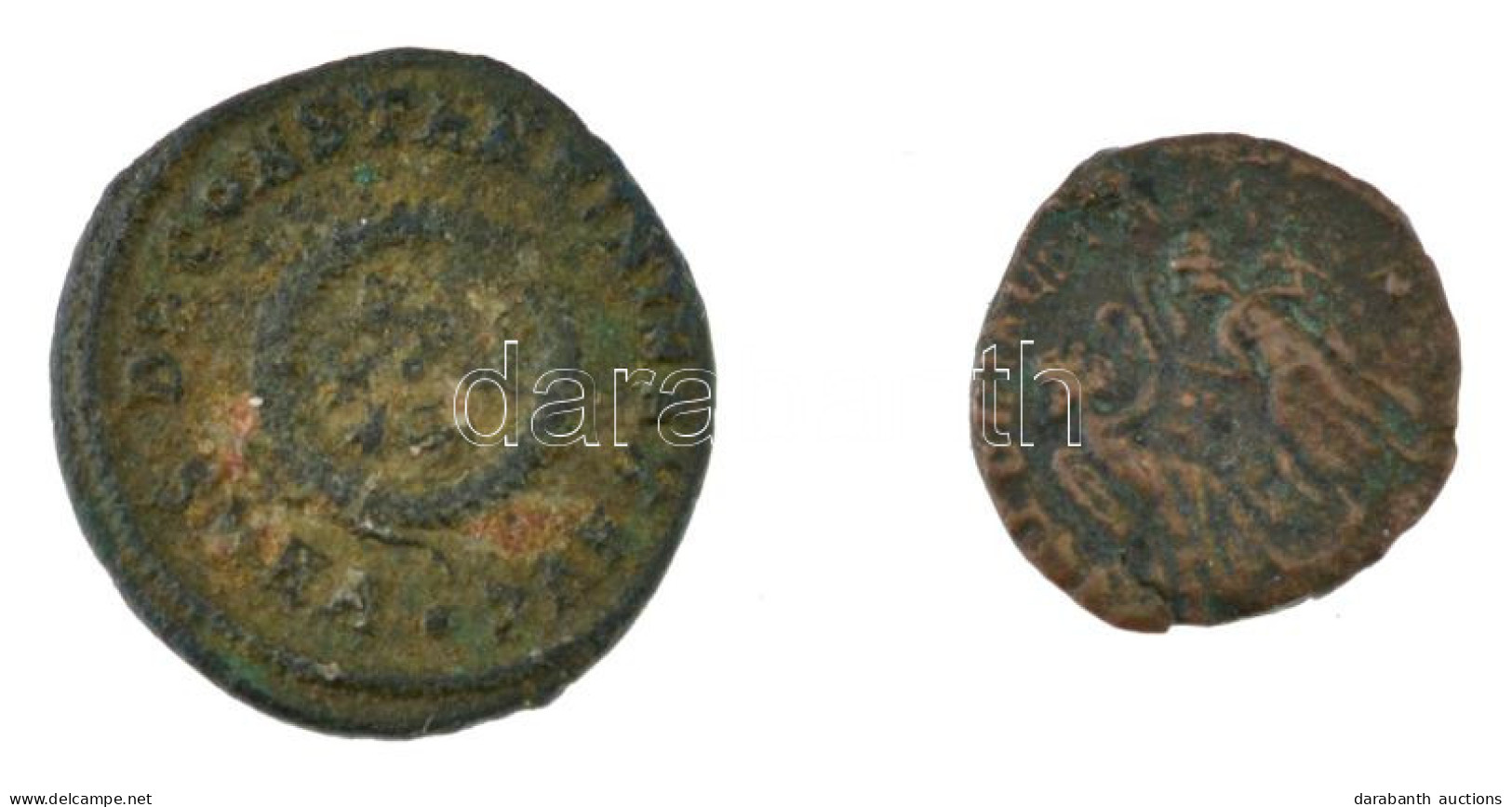 Római Birodalom / Heraclea / I. Constantinus 321-324. Follis (2,97g) + ~IV. Század Follis (1,05g) T:VF,VG Roman Empire / - Unclassified