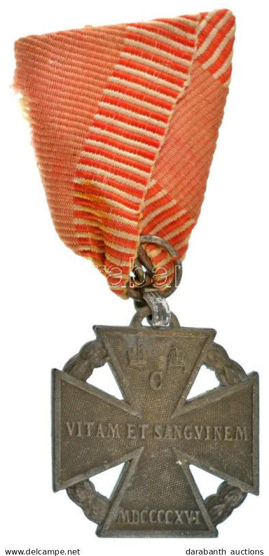 1916. "Károly-csapatkereszt" Zn Kitüntetés Fakó, Sérült Mellszalagon T:XF Oxidáció Hungary 1916. "Charles Troop Cross" Z - Ohne Zuordnung