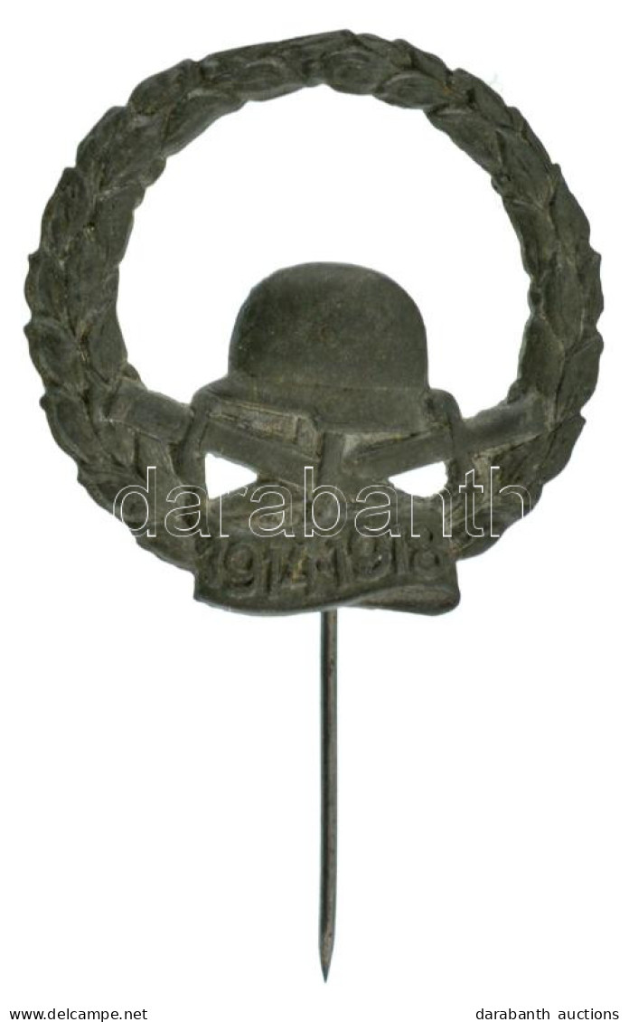 1918. "1914-1918" I. Világháborús Sisakos-szuronyos Hadifém Emlékjelvény (~27mm) T:AU - Ohne Zuordnung