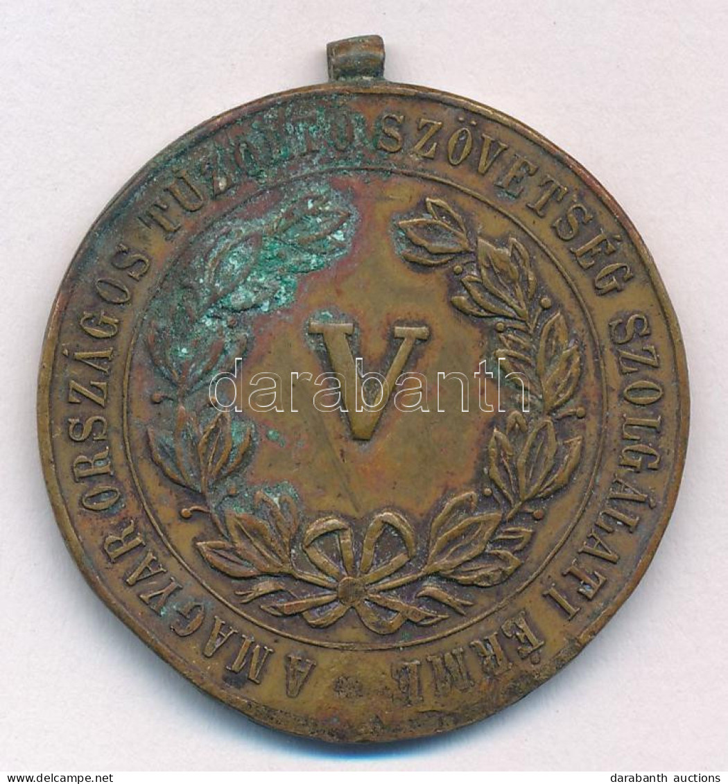 1884. "A Magyar Országos Tűzoltó Szövetség Szolgálati Érme" Kétoldalas Bronz Emlékérem Füllel (36mm) T:F Ph., Patina - Non Classés