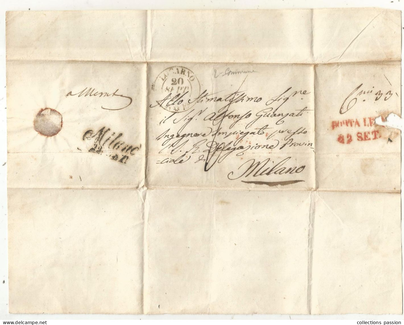 Lettre, SUISSE, Préphilatélie, Précurseurs XIX E Siècle, LOCARNO à Milano (Italie) - ...-1845 Prephilately