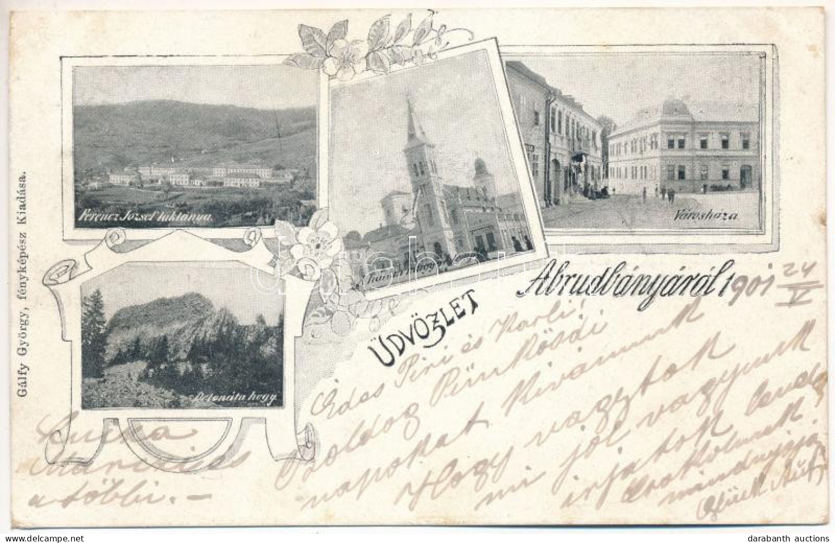 T2/T3 1901 Abrudbánya, Abrud; Ferenc József Laktanya, Detonáta Hegy, A Három Magyar Templom, Városháza. Gálfy György Fén - Unclassified