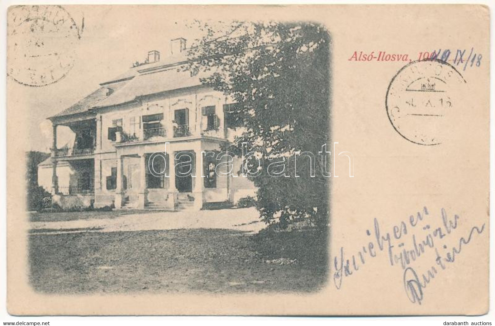 T2/T3 1940 Alsóilosva, Alsó-Ilosva, Ilisua; Hye-kastély / Castle + "M. KIR. POSTA 192" + "M. Kir. 2. Sz. Sütőoszlop Para - Unclassified