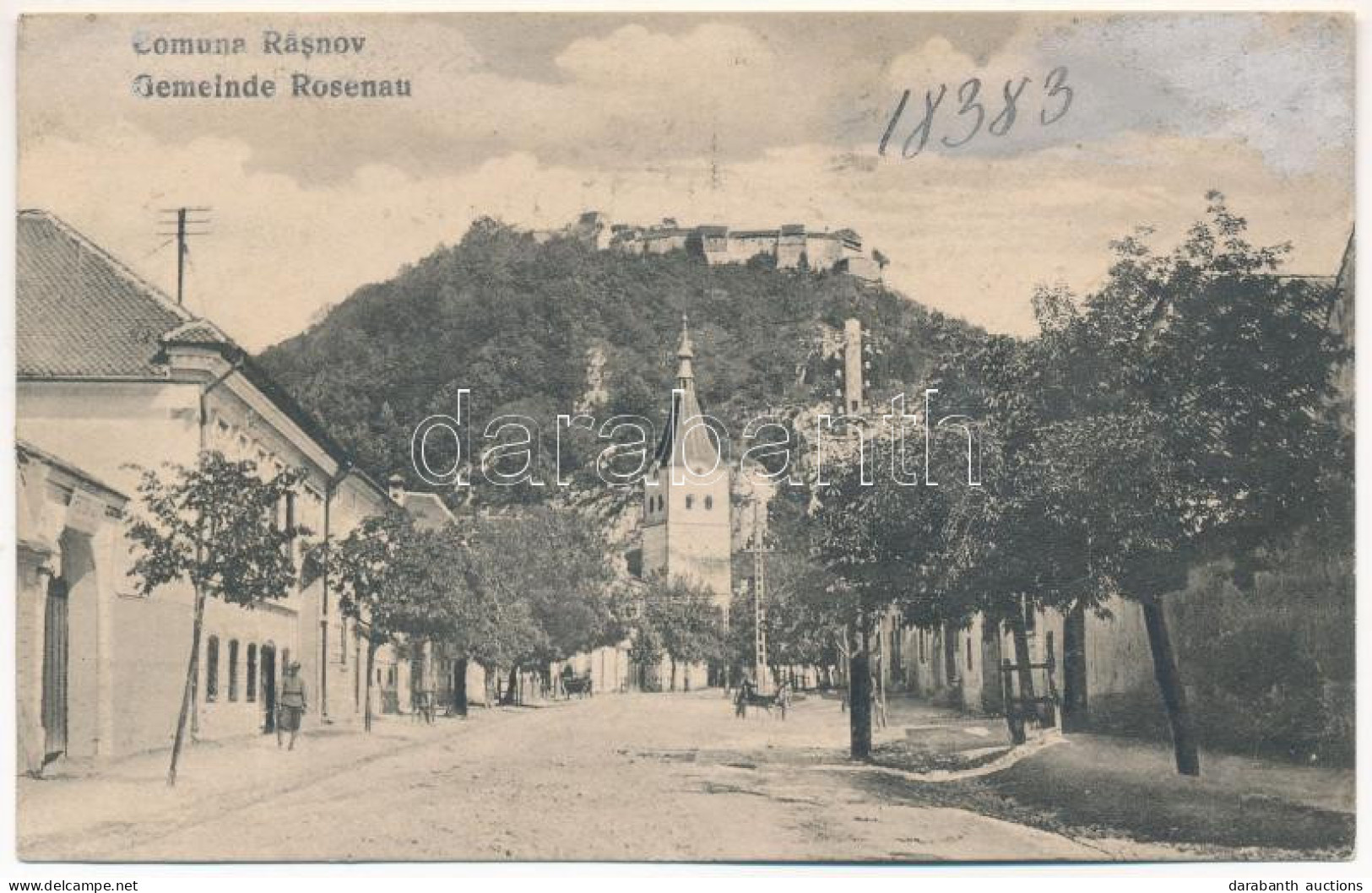 * T4 Barcarozsnyó, Rozsnyó, Rosenau, Rasnov; Utca, Vár. Póka Elemér Kiadása / Street View, Castle (b) - Sin Clasificación