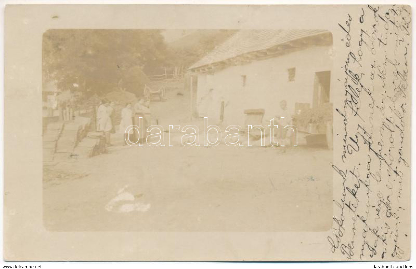 T2/T3 1914 Barza, Berza, Barsa; Paraszti Udvar / Farmyard. Photo (Rb) - Unclassified