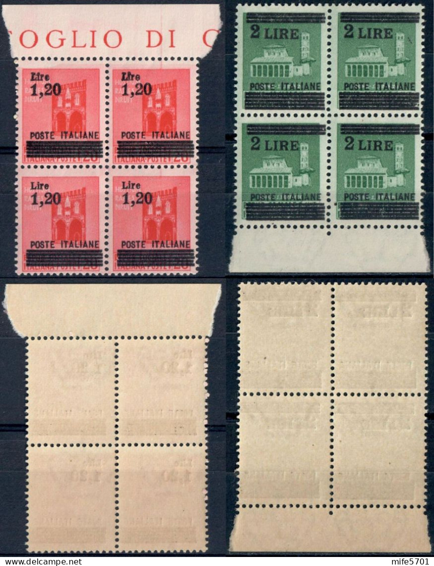 LUOGOTENENZA 1945 QUARTINE MONUMENTI DISTRUTTI SOPRASTAMPATI  L. 1,20 SU C. 20 E L. 2 SU C. 25 MNH ** SASSONE 524/525 - Neufs