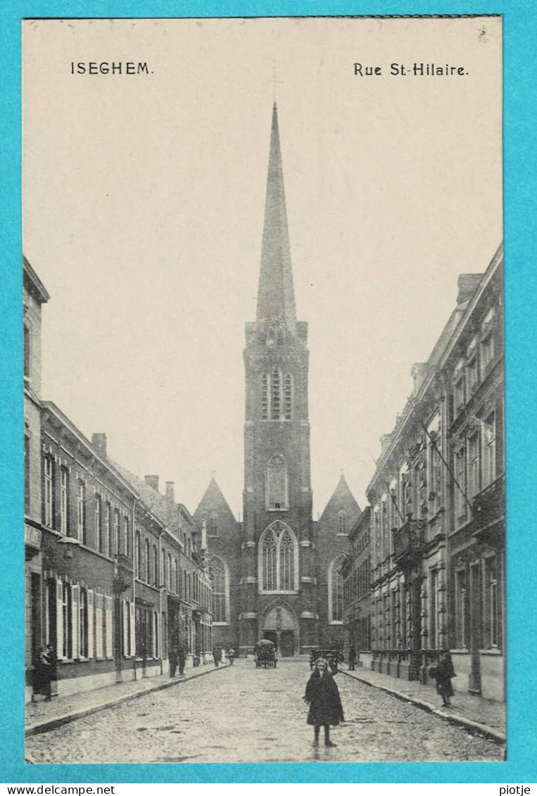 * Izegem - Iseghem (West Vlaanderen) * (Edit Strobbe - Hoornaert) Rue Saint Hilaire, église, Church, Kirche, Animée - Izegem