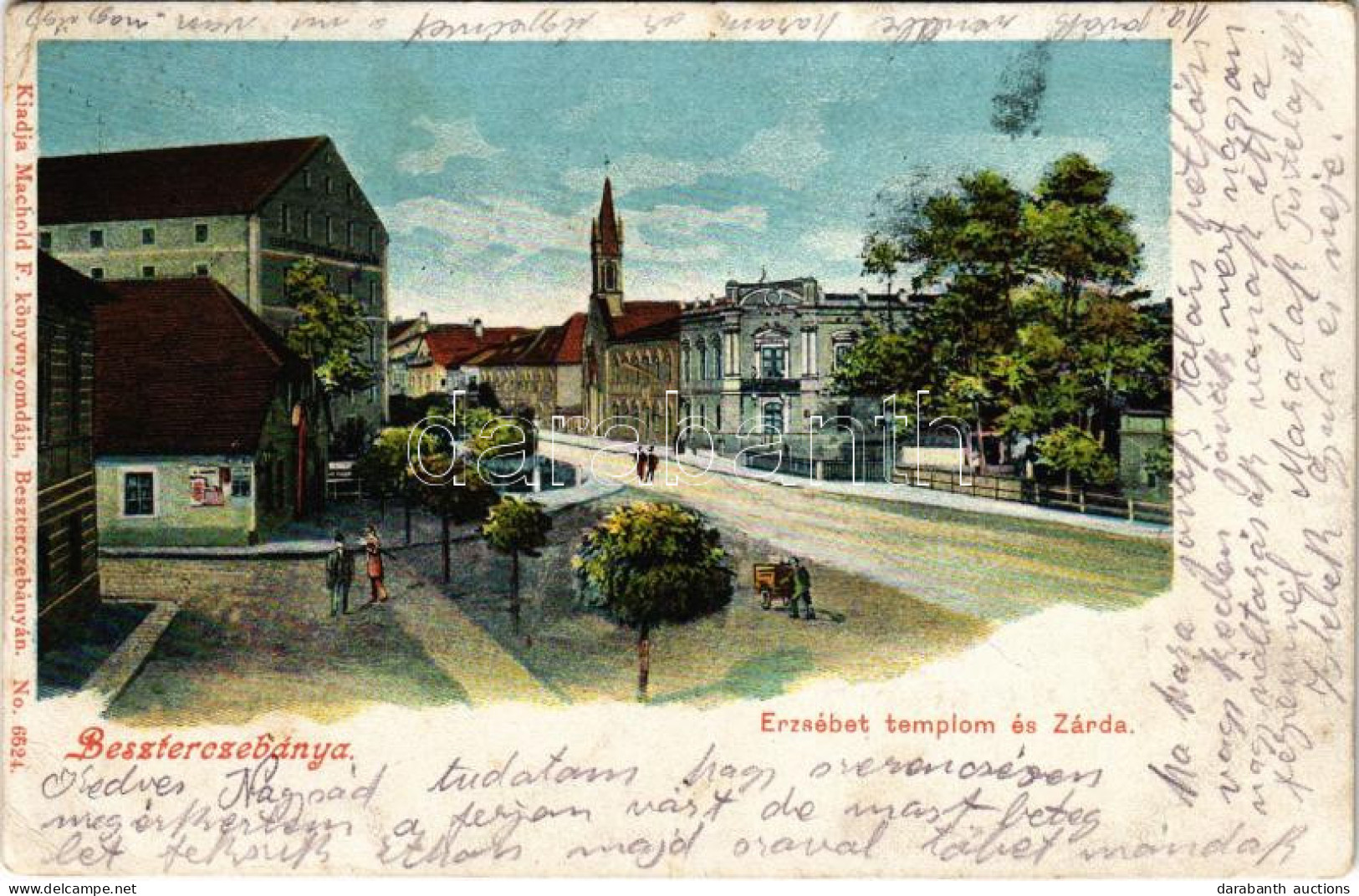 T2/T3 1915 Besztercebánya, Banská Bystrica; Hengermalom, Erzsébet Templom és Zárda. Machold F. Kiadása / Mill, Church, N - Zonder Classificatie