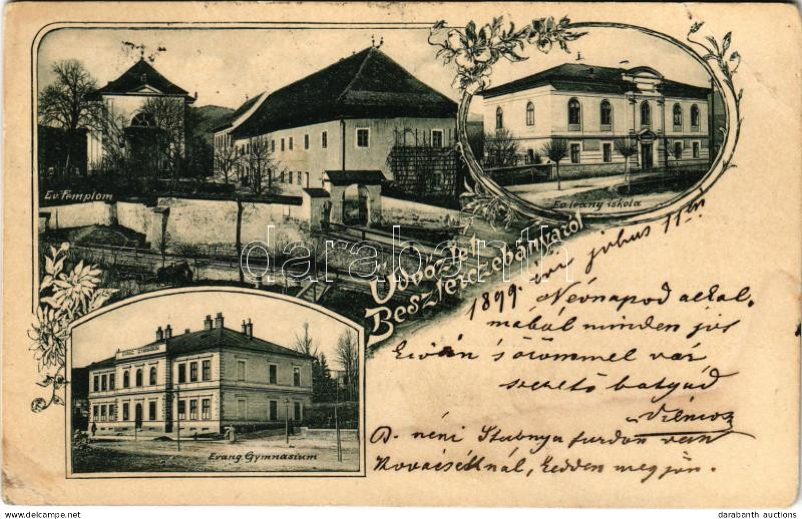 T2/T3 1899 (Vorläufer) Besztercebánya, Banská Bystrica; Evangélikus Templom, Gimnázium és Leány Iskola / Lutheran School - Ohne Zuordnung