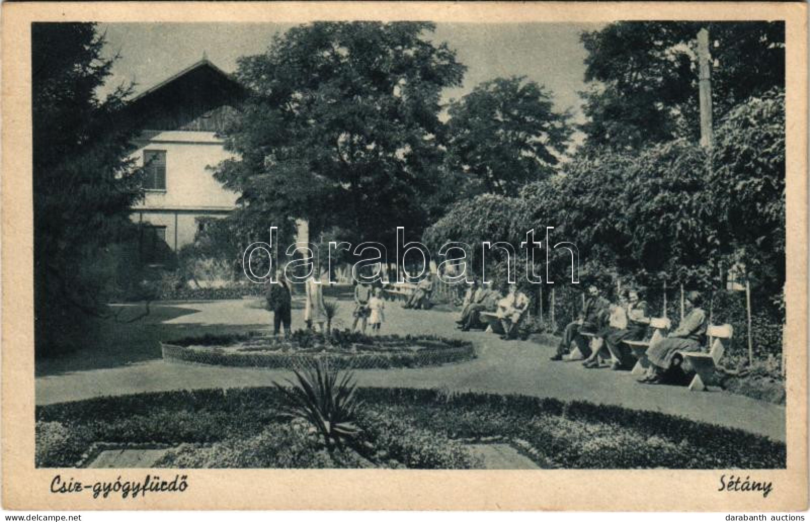 * T2/T3 1944 Csíz, Csízfürdő, Kúpele Cíz; Sétány / Promenade, Spa - Ohne Zuordnung