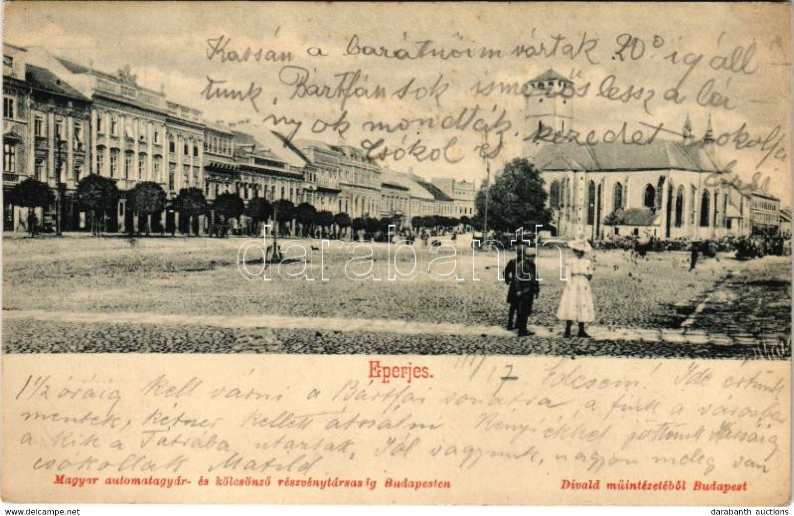 T2 1906 Eperjes, Presov; Fő Tér, Templom, Piac. Divald, Magyar Automatagyár- és Kölcsönző Részvénytársaság / Main Square - Unclassified