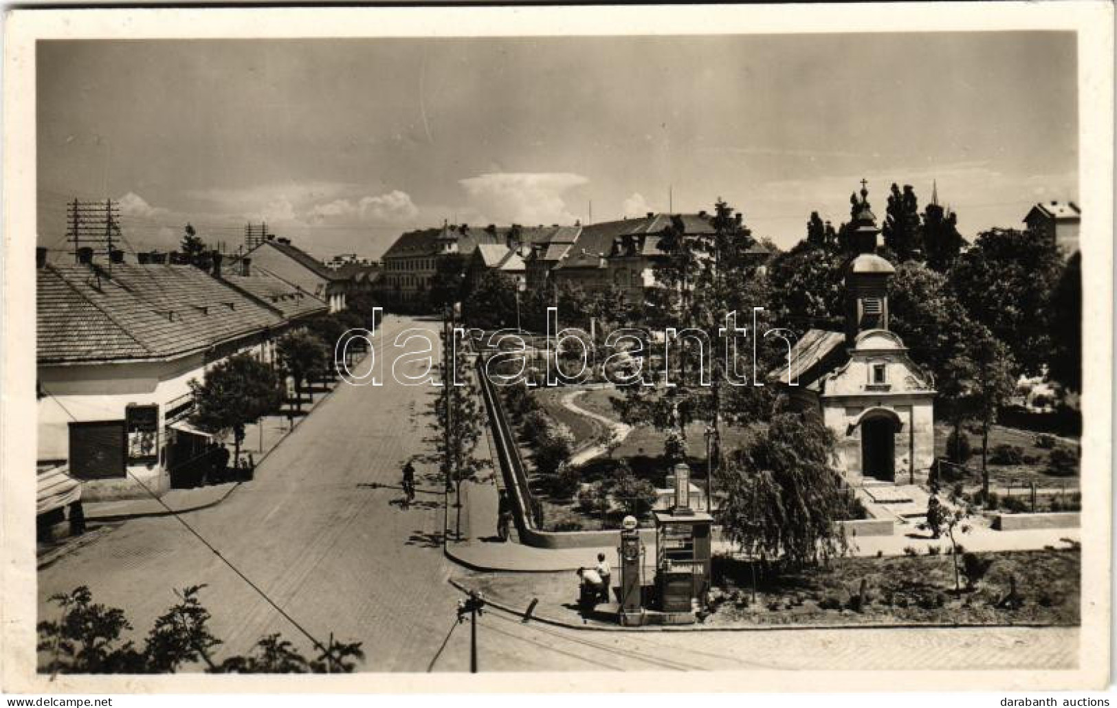 ** T3 Érsekújvár, Nové Zámky; Széchenyi Utca, Szent Anna Kápolna, Benzinkút / Street View, Chapel, Gas Station (tűnyomok - Unclassified