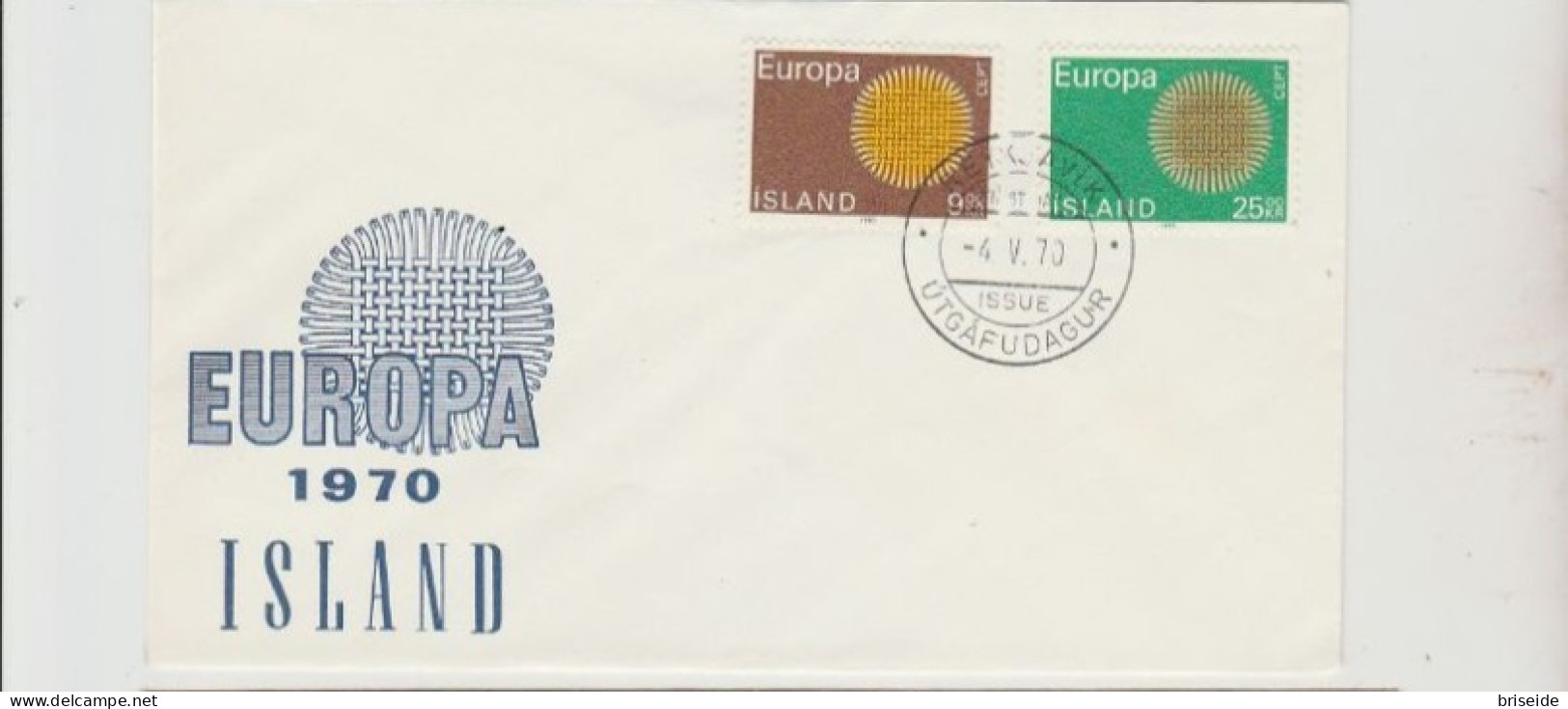 1970 N. 1 BUSTA EUROPA CEPT PREMIERJOUR D'E MISSION FIRST DAY COVER ERSTTAGSBRIEF 1°GIORNO EMISSIONE ISLAND - 1970