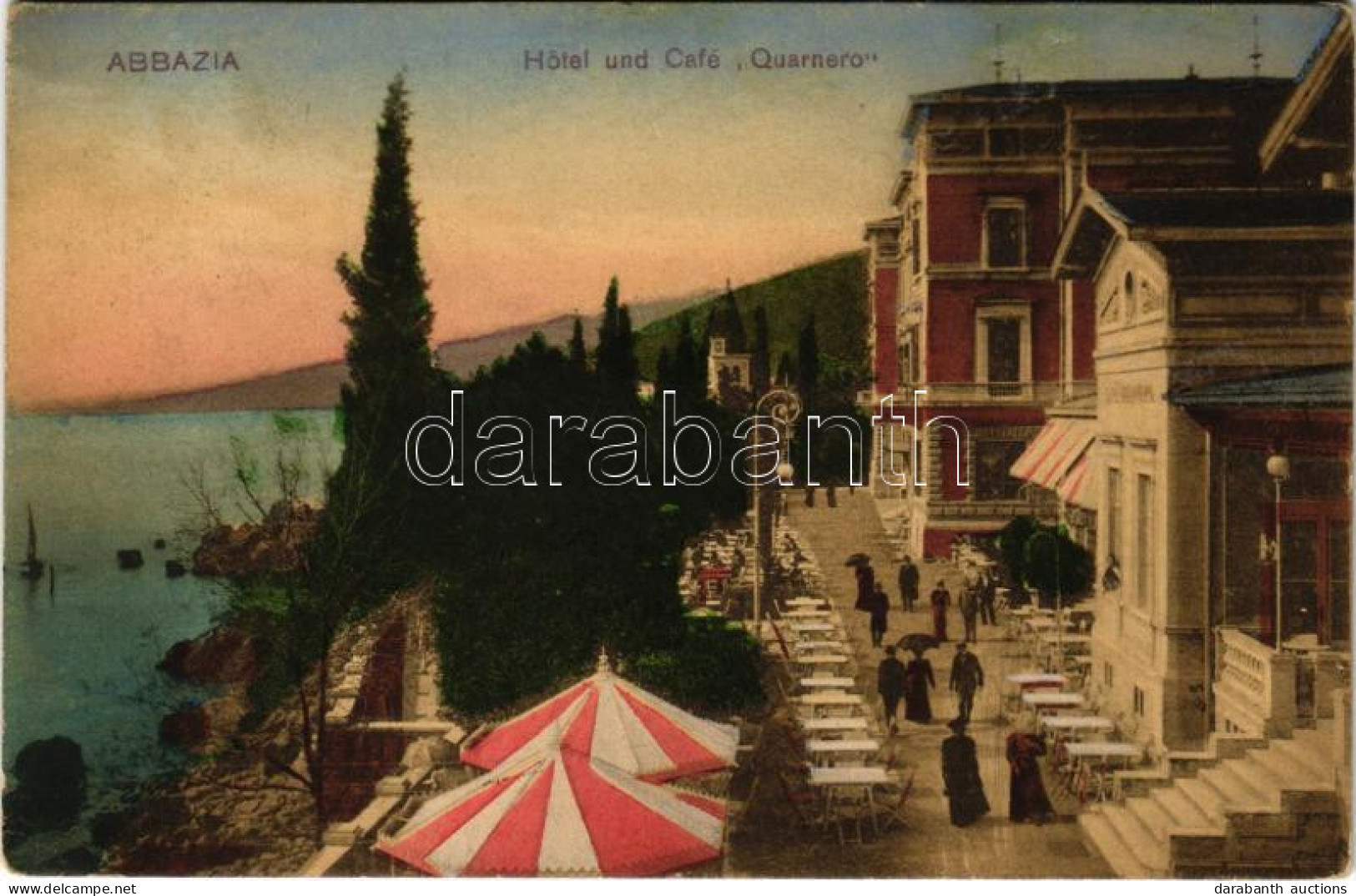 T2/T3 1909 Abbazia, Opatija; Hotel Und Café Quarnero (EK) - Non Classés