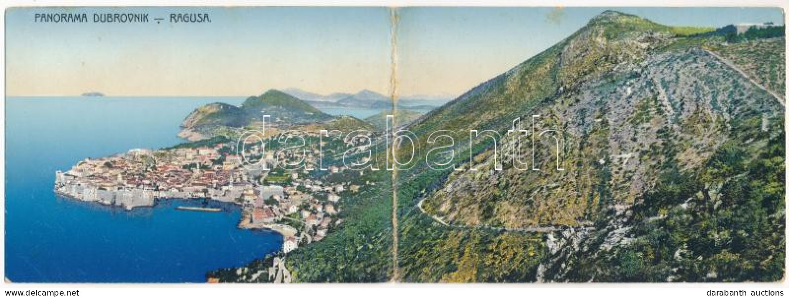 T3 1918 Dubrovnik, Ragusa; 2-tiled Panoramacard + "K.u.K. Feldjägerbataillon Ferdinand I. König V. Bulgaren Nr. 26. M.G. - Sin Clasificación