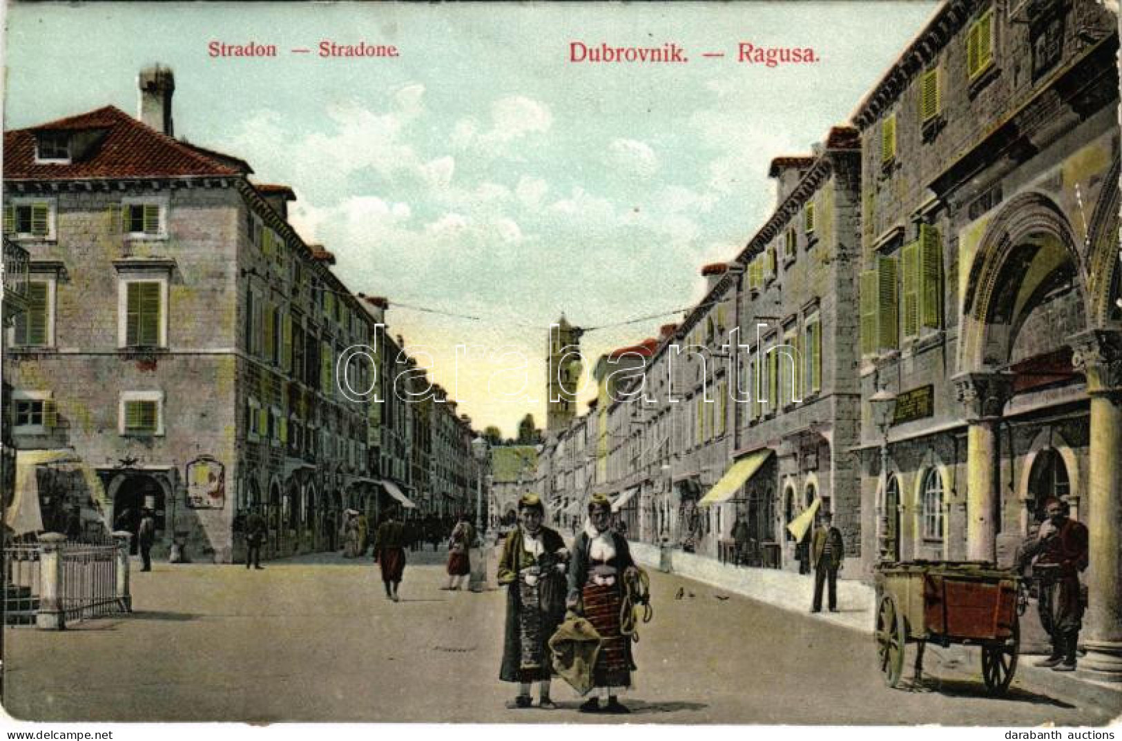 ** T3/T4 Dubrovnik, Ragusa; Stradon, Teka Drobac, Giuseppe Pini / Utca és üzletek. Divald Károly 1897-1908. / Street, Sh - Ohne Zuordnung