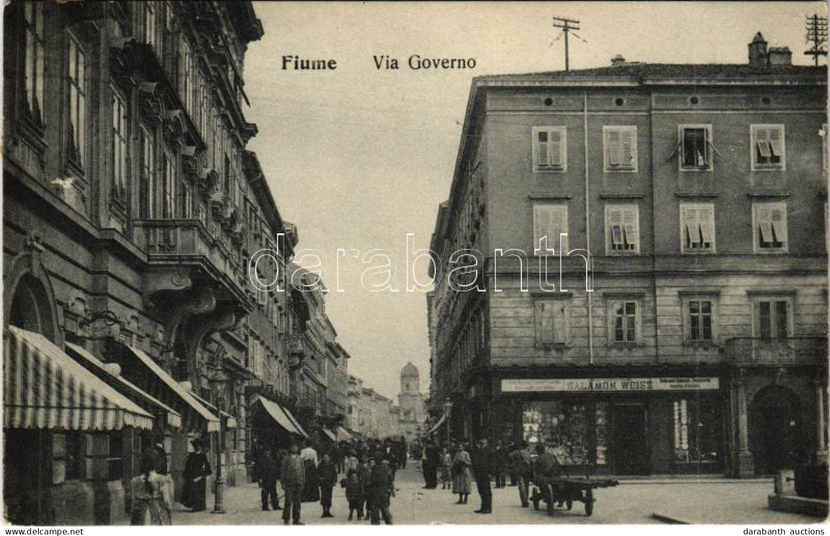 T2 1905 Fiume, Rijeka; Via Governo / Street, Shop Of Salamon Weisz - Non Classificati