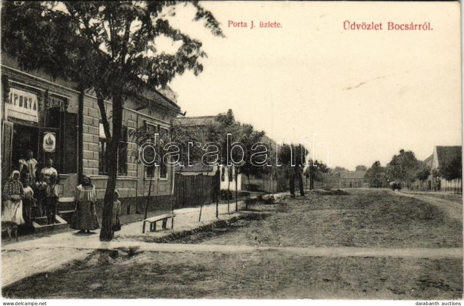 ** T1 Bocsár, Bocar; Utca, Porta J. üzlete. Frida és Társa Kiadása / Street, Shops - Unclassified