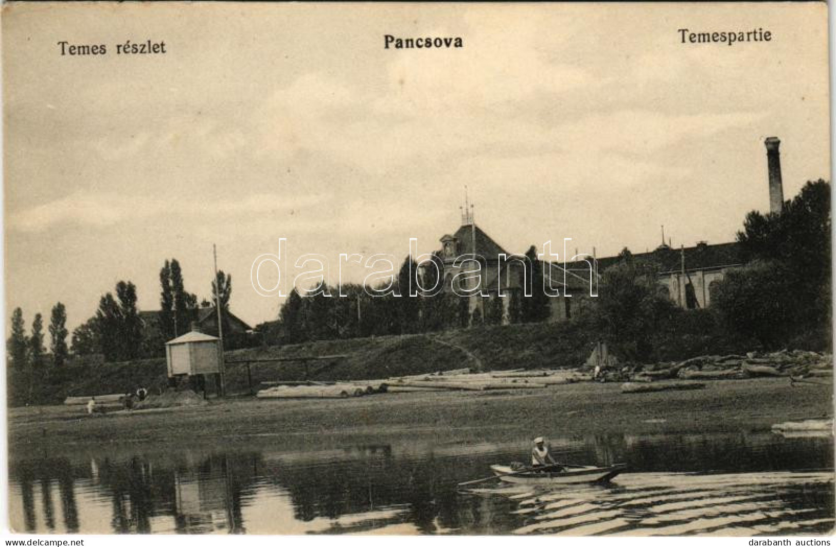 ** T2 Pancsova, Pancevo; Temes Részlet, Csónakázó. Horovitz Kiadása / Timis River, Boat - Zonder Classificatie