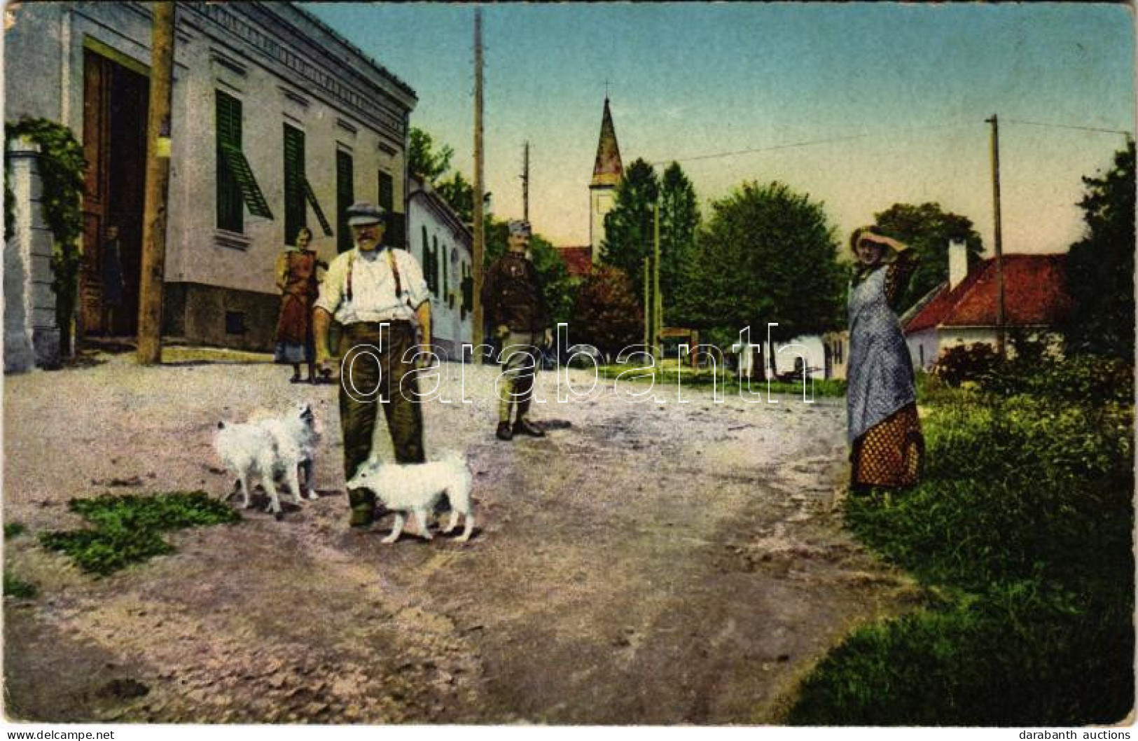 * T2/T3 Tarcsafürdő, Bad Tatzmannsdorf; Utca, Katona, Kutyák / Strasse / Street, Dogs And Soldier (EK) - Non Classificati