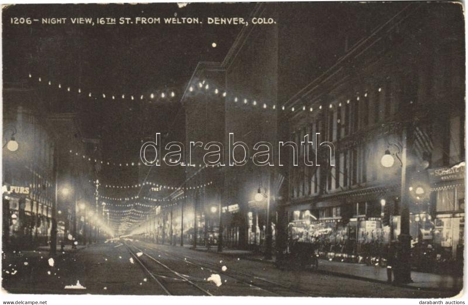 ** T3/T4 Denver (Colorado), Night View, 16th St. From Welton (wet Damage) - Zonder Classificatie