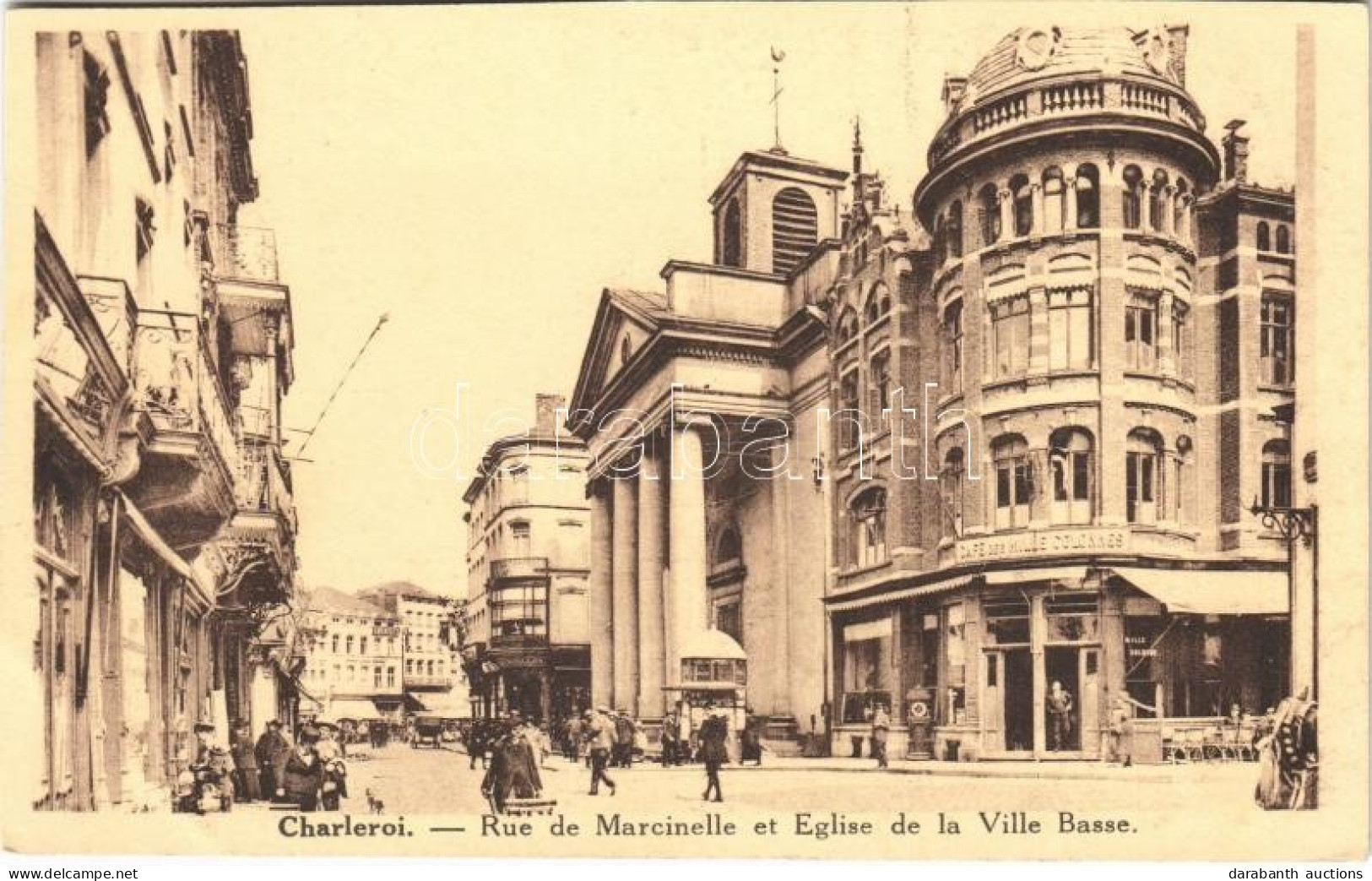 ** T4 Charleroi, Rue De Marcinelle Et Eglise De La Ville Basse / Street View, Church, Café (cut) - Ohne Zuordnung