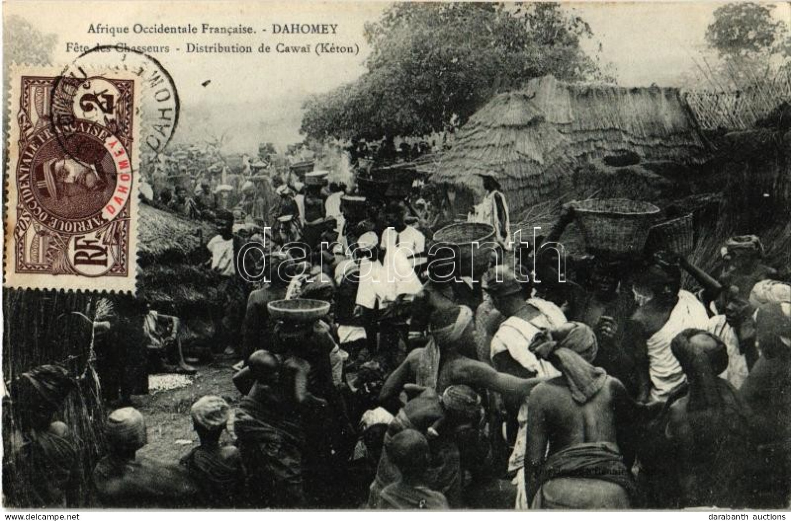 * T2/T3 Dahomey, Afrique Occidentale Francaise, Fete Des Chasseurs, Distribution De Cawai (Kéton) /Hunters' Day, Folklor - Non Classificati