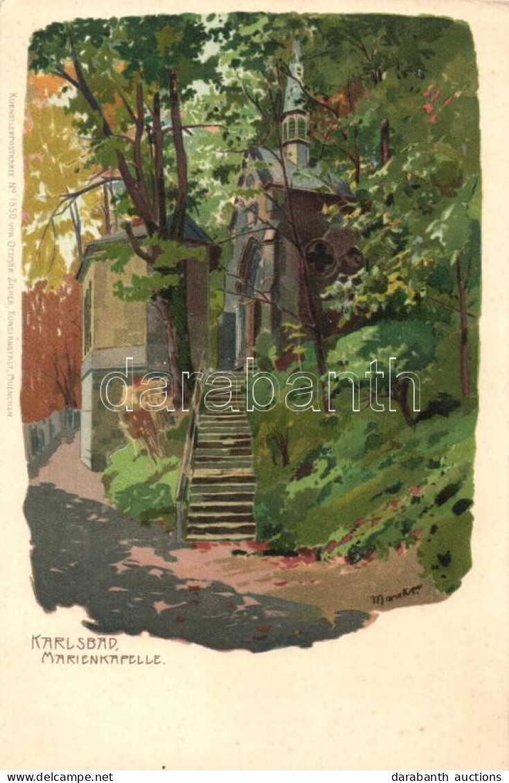 ** T2 Karlovy Vary, Karlsbad; Marienkapelle / Chapel, Künstlerpostkarte No. 1550 Von Ottmar ZÍieher, Litho, Artist Signe - Zonder Classificatie