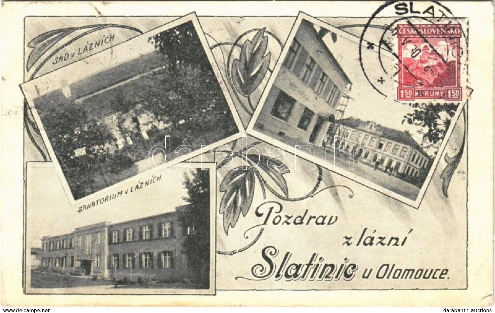 T2/T3 1930 Slatinice, Sad V Láznich, Sanatorium / Park, Street View, Sanatorium. Floral. TCV Card (EK) - Non Classés