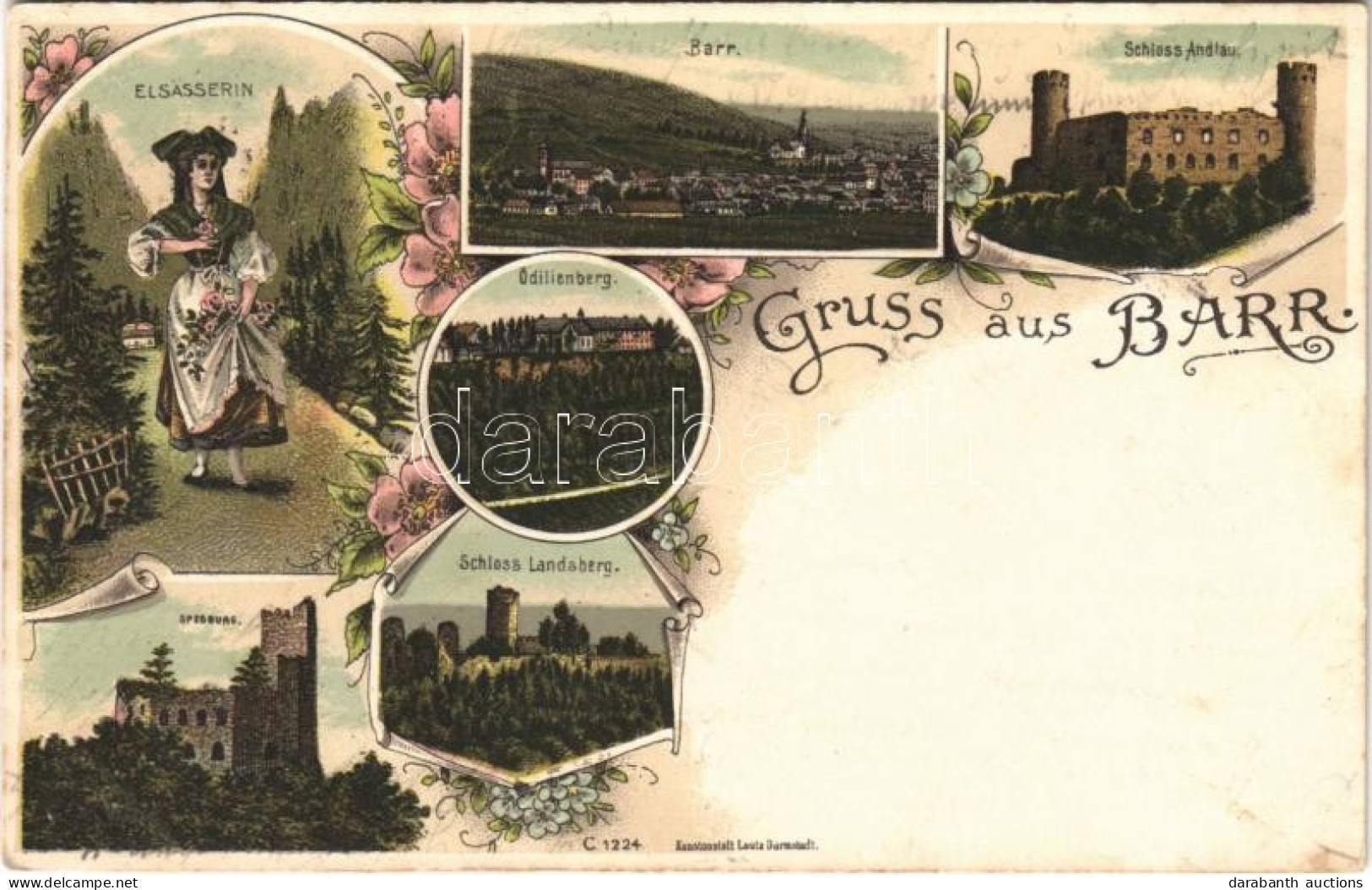 T2/T3 1902 Barr, Schloss Andlau, Schloss Landsberg, Spesburg, Odilienberg, Elsässerin / Castles, Alsace Folklore. Kunsta - Ohne Zuordnung