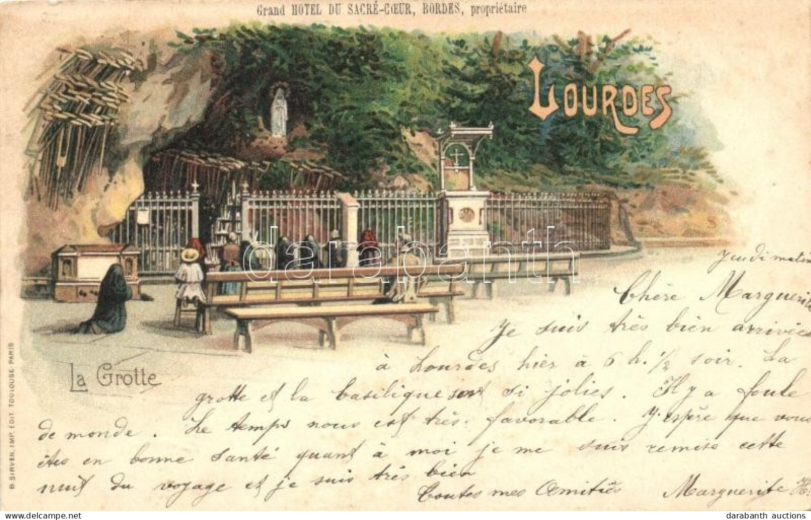 T2/T3 1898 Lourdes, La Grotte, B. Sirven Litho (EK) - Non Classés
