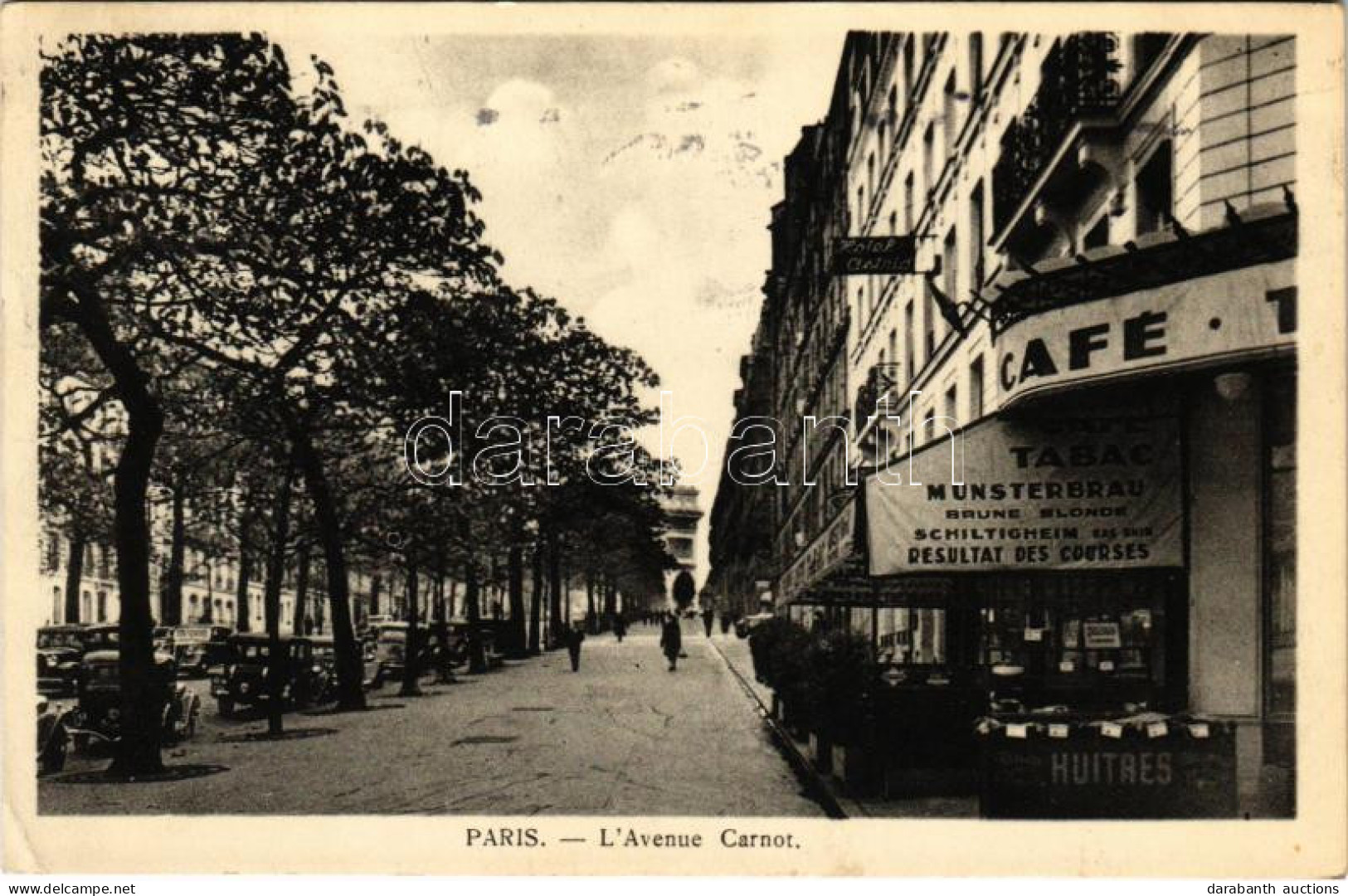 T2/T3 1939 Paris, L'Avenue Carnot / Street View, Café, Automobiles (EK) - Unclassified