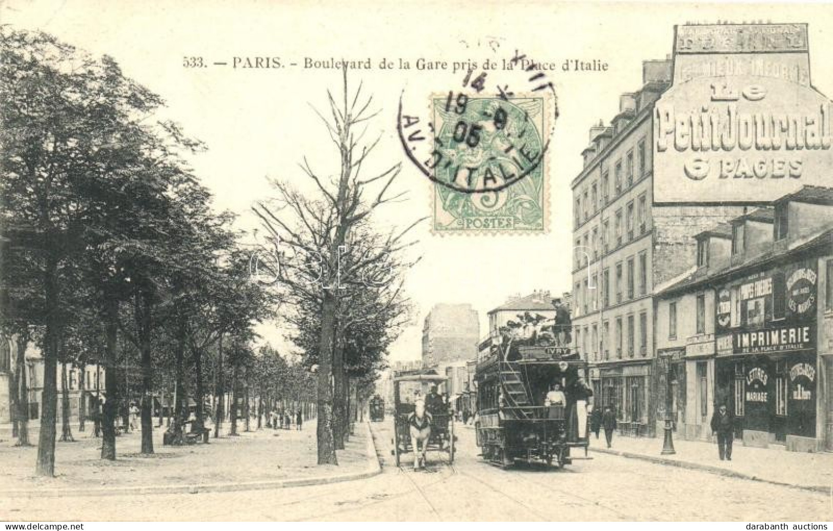 T2/T3 Paris, Boulevard De La Gare, Place D'Italie, Imprimerie, Le Petit Journal / Street, Square, Omnibus, Printing Hous - Zonder Classificatie