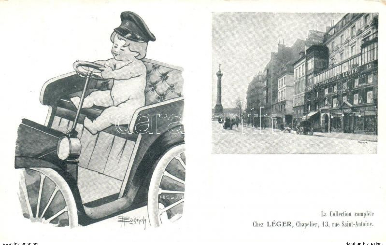 ** T2 Paris, Chez Chapellerie Léger, Rue Saint Antoine / Hat Shop, Baby Driving An Automobile - Ohne Zuordnung