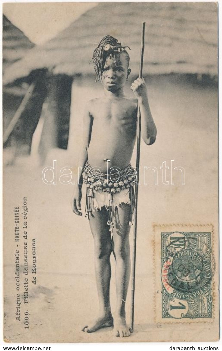 * T3 Haute-Guinée, Fillette Danseuse De La Région De Kourousa / Young Dancer, African Folklore, Wet Damage - Non Classés