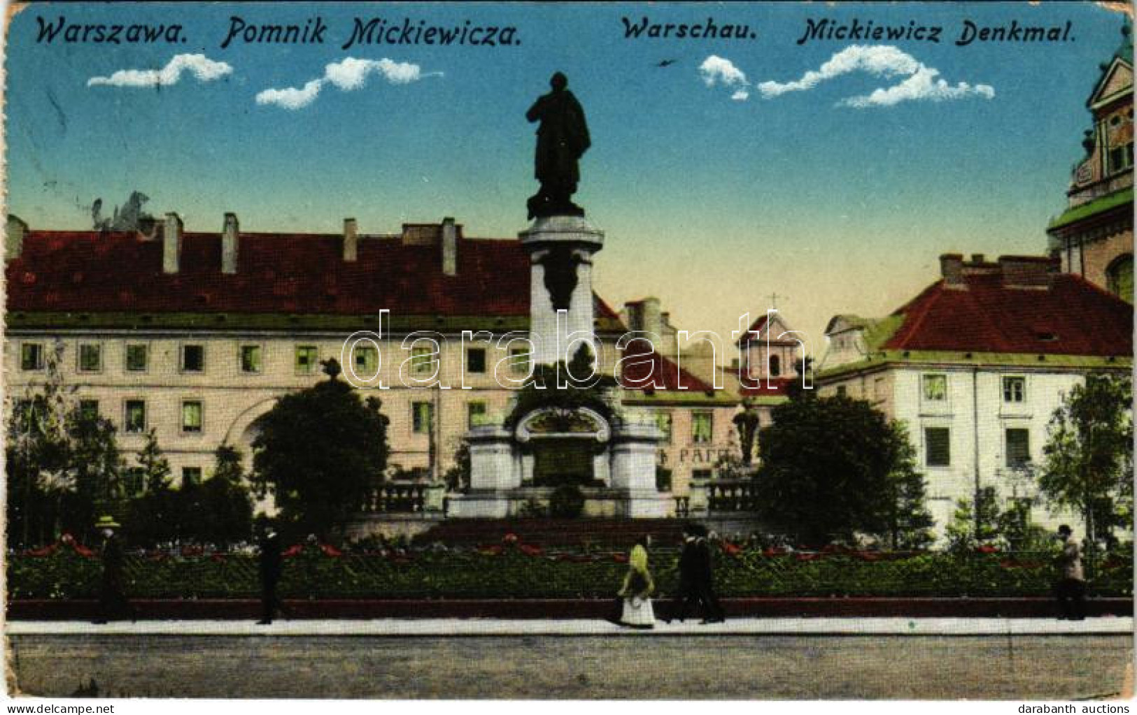 T2/T3 1916 Warszawa, Varsovie, Warschau, Warsaw; Pomnik Mickiewicza / Mickiewicz Denkmal / Monument (EK) - Zonder Classificatie