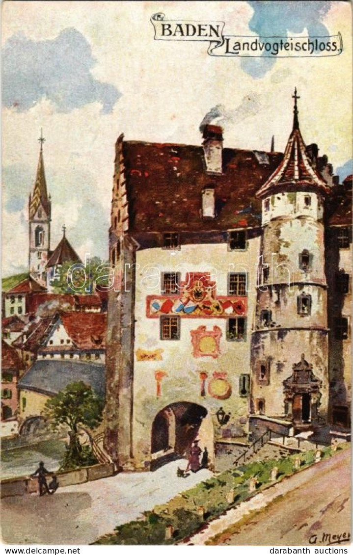 ** T2 Baden-Baden, Landvoigteischloss / Castle, Coat Of Arms. Postkartenverlag Th. Zingg No. 2155. S: A. Meyer - Ohne Zuordnung