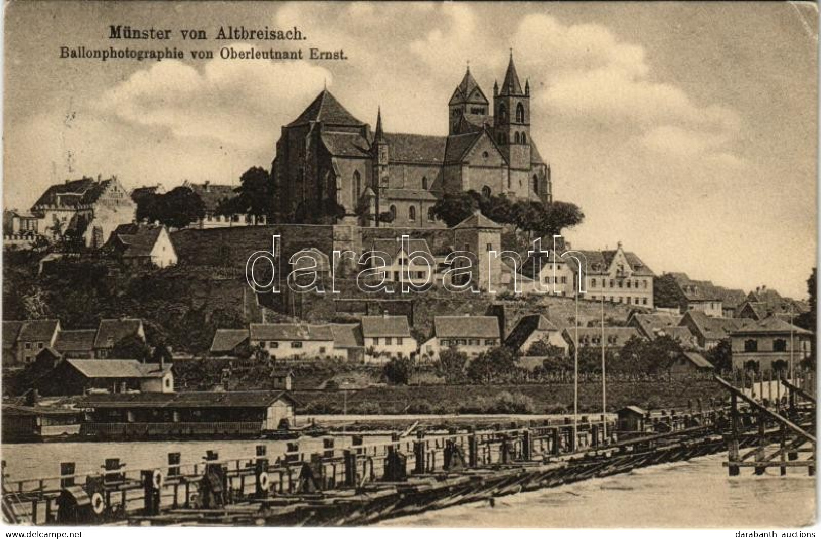 T2/T3 1912 Breisach Am Rhein, Münster Von Albreisach. Ballonphotographie Von Oberleutnant Ernst / Cathedral, Bridge (EK) - Ohne Zuordnung