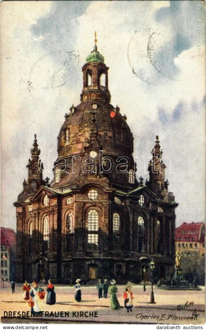 T2/T3 Dresden, Frauen Kirche / Street View, Church. Raphael Tuck & Sons "Oilette" Serie Dresden No. 728. S: Charles E. F - Non Classés