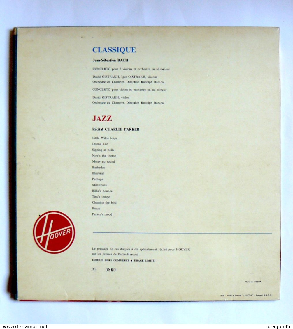 LP HOOVER (J. S. BACH-Charlie PARKER) : Hoover Vous Donne Le Temps De Vivre - XPARTX 56.579 - Tirage Numéroté - Hit-Compilations