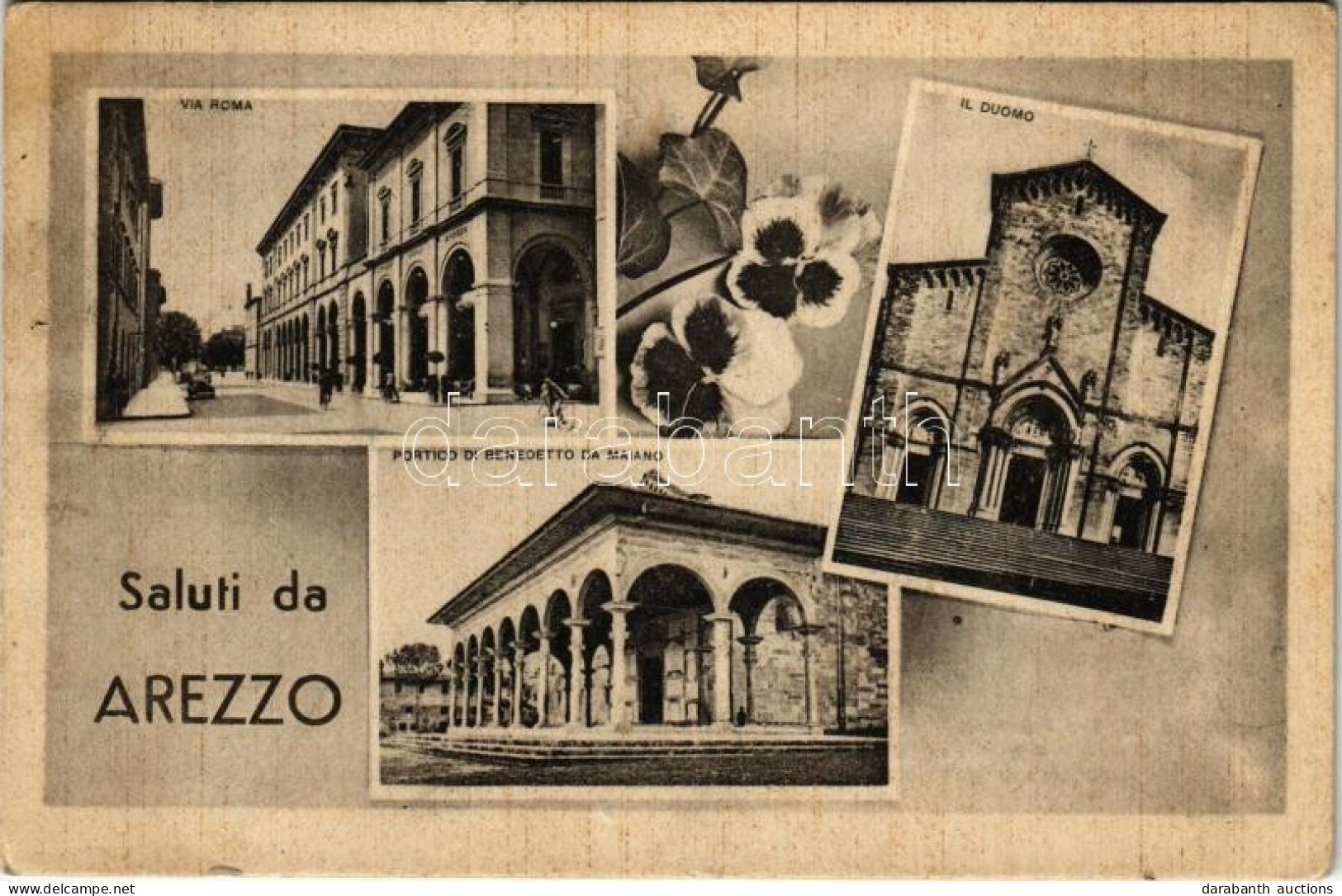 T2/T3 1942 Arezzo, Via Roma, Il Duomo, Portico Di Benedetto Da Maiano / Street View, Automobile, Bicycle, Cathedral. Ed. - Non Classificati