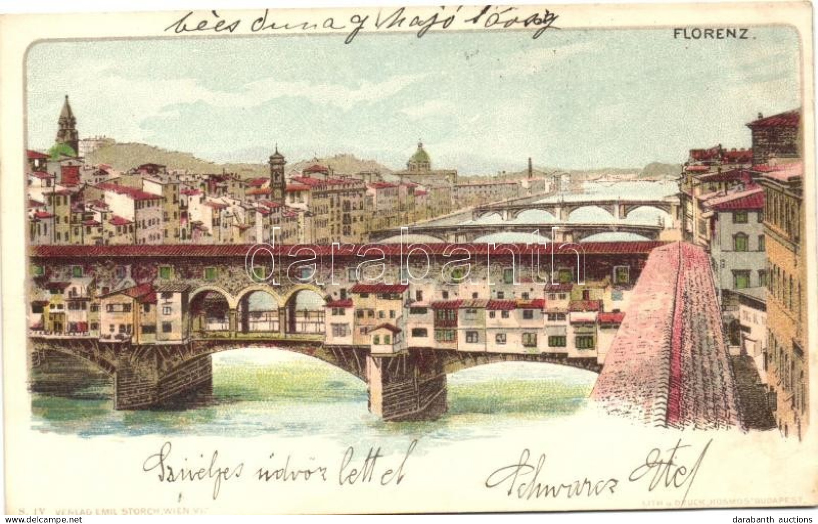 T2 1899 Firenze, Florence, Florenz; Ponte Vecchio / 'The Old Bridge', Emil Storch Verlag Serie IV., Litho - Unclassified