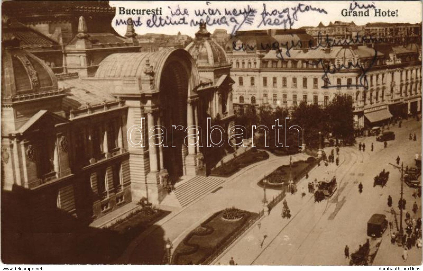 * T2/T3 1928 Bucharest, Bukarest, Bucuresti, Bucuresci; Grand Hotel, Café, Automobiles, Tram - Zonder Classificatie