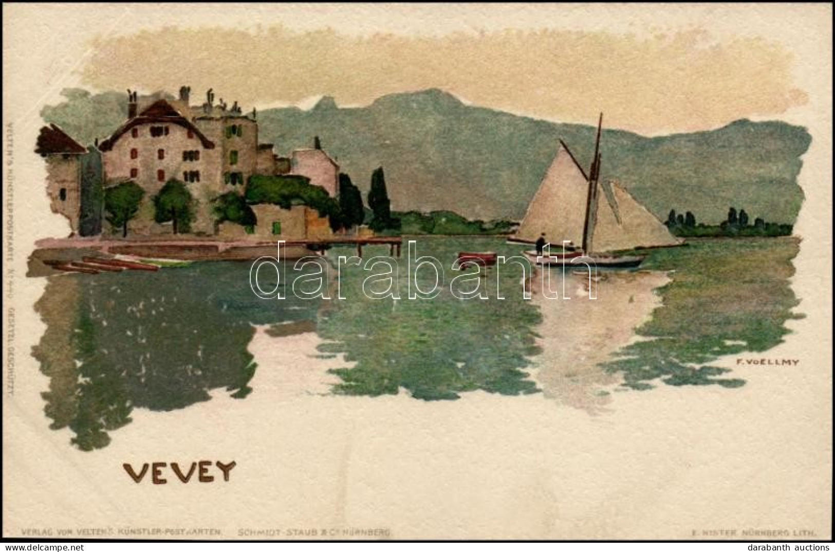 ** T2 Vevey, Velten's Künstlerpostkarte No. 440. Litho S: F. Voellmy - Ohne Zuordnung