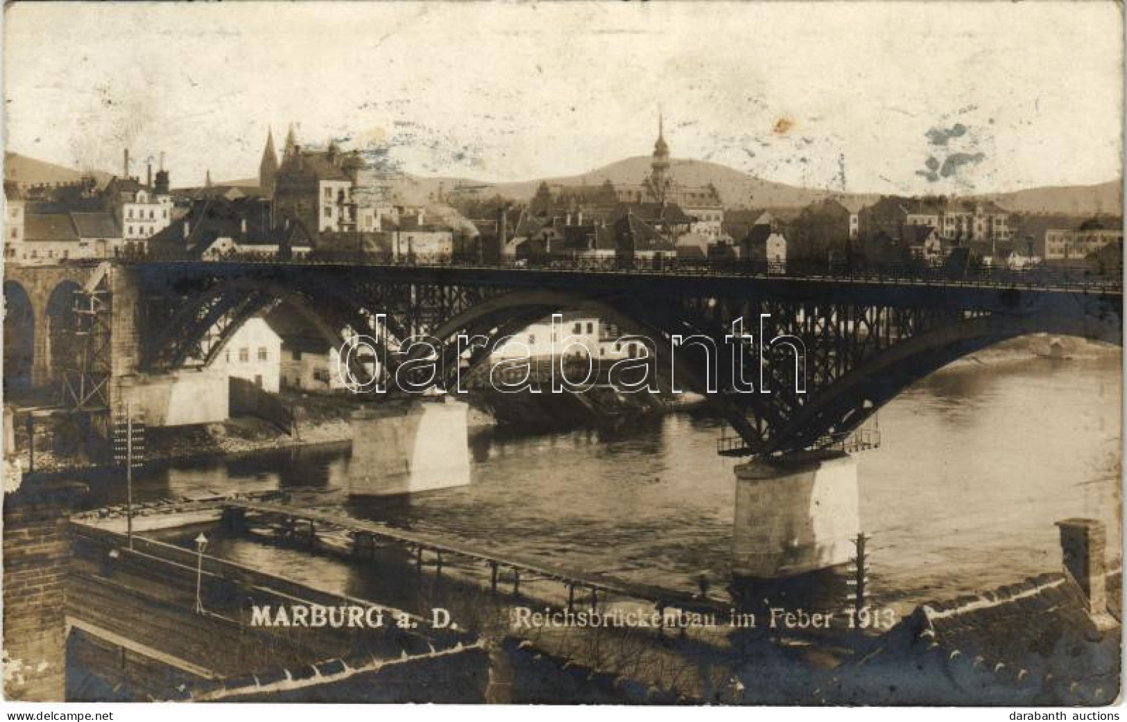 T2 1913 Maribor, Marburg A. D.; Reichsbrückenbau Im Feber 1913. F. Erben / Bridge Construction In February. Photo - Non Classés