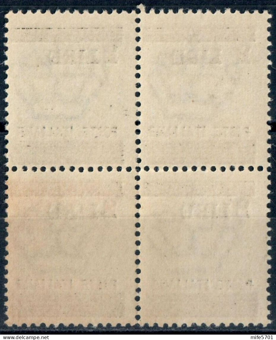 LUOGOTENENZA 1945 QUARTINA MONUMENTI DISTRUTTI SOPR.L. 2 / C. 25 VARIETÀ SPAZIO TRA 2 E LIRE DOPPIO MNH SASSONE 525g/525 - Neufs