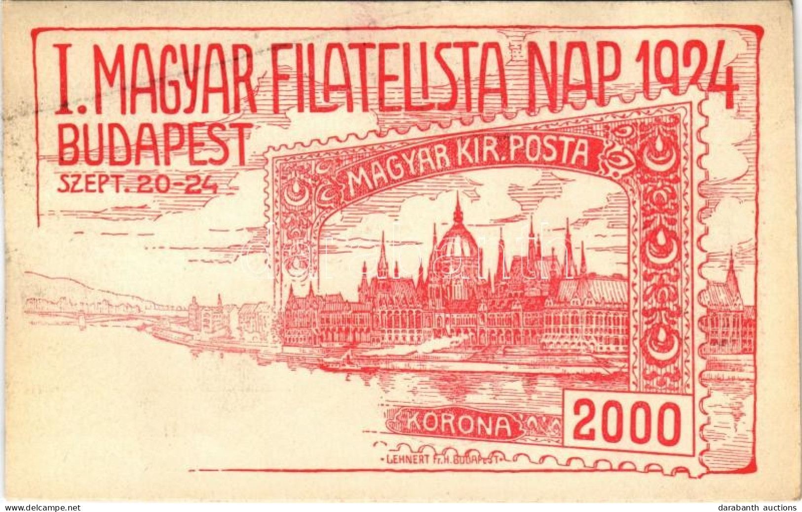 T2/T3 1924 Budapest, I. Magyar Filatelista Nap, Országház, Parlament / 1st Hungarian Philatelist Day S: Lehnert + "I. Ma - Zonder Classificatie