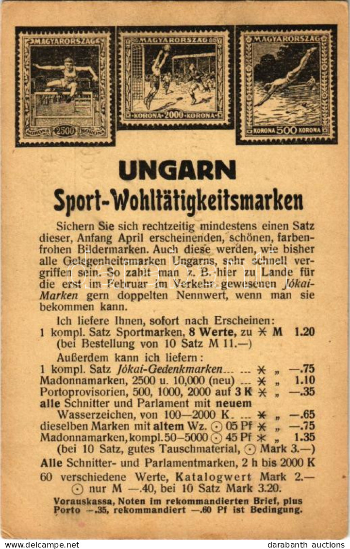 T2/T3 Ungarn Sport-Wohltätigkeitsmarken. Amtlicher Postsonderflug!!! Ostern 1925 / Magyar Sport Jótékonysági Bélyegek ár - Sin Clasificación