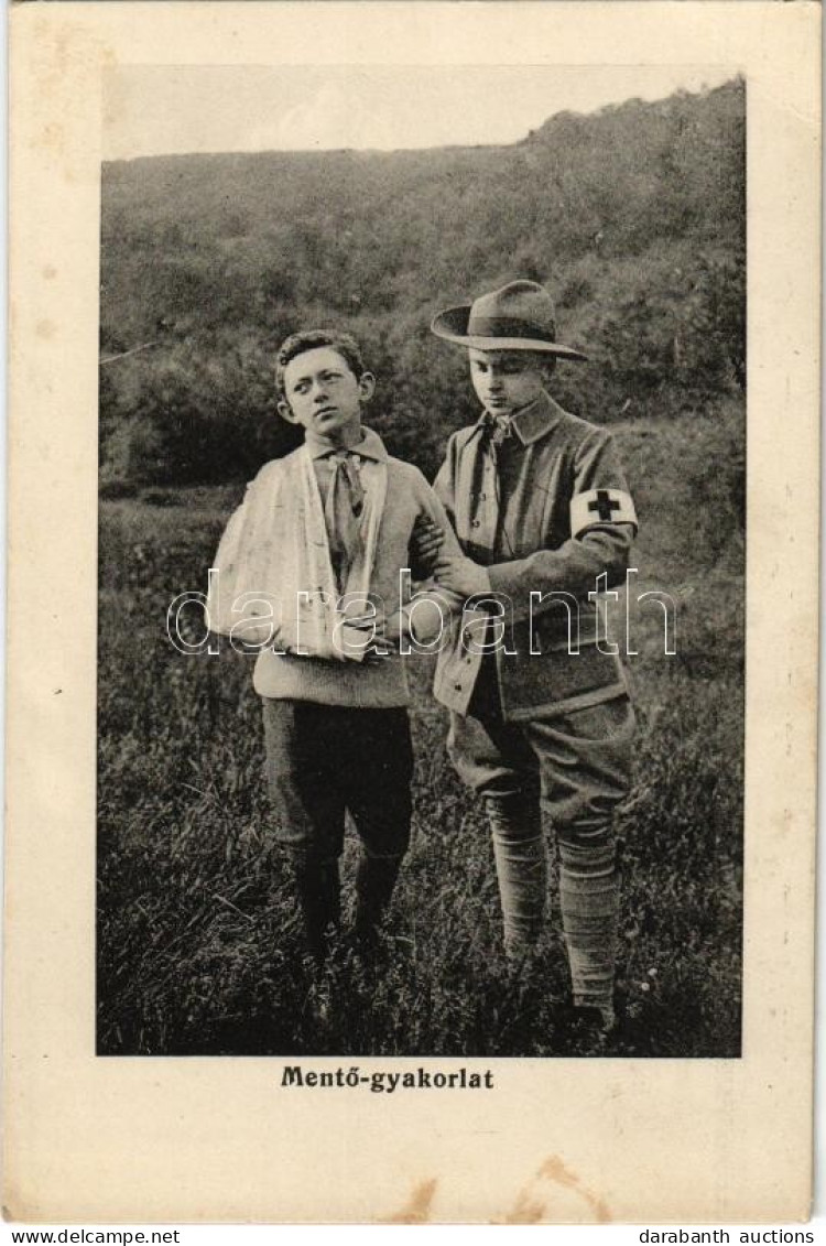 ** T2/T3 Mentő-gyakorlat. Cserkészek Elsősegélynyújtás Gyakorlaton. Magyar Rotophot 674. / Hungarian Boy Scouts Practici - Zonder Classificatie