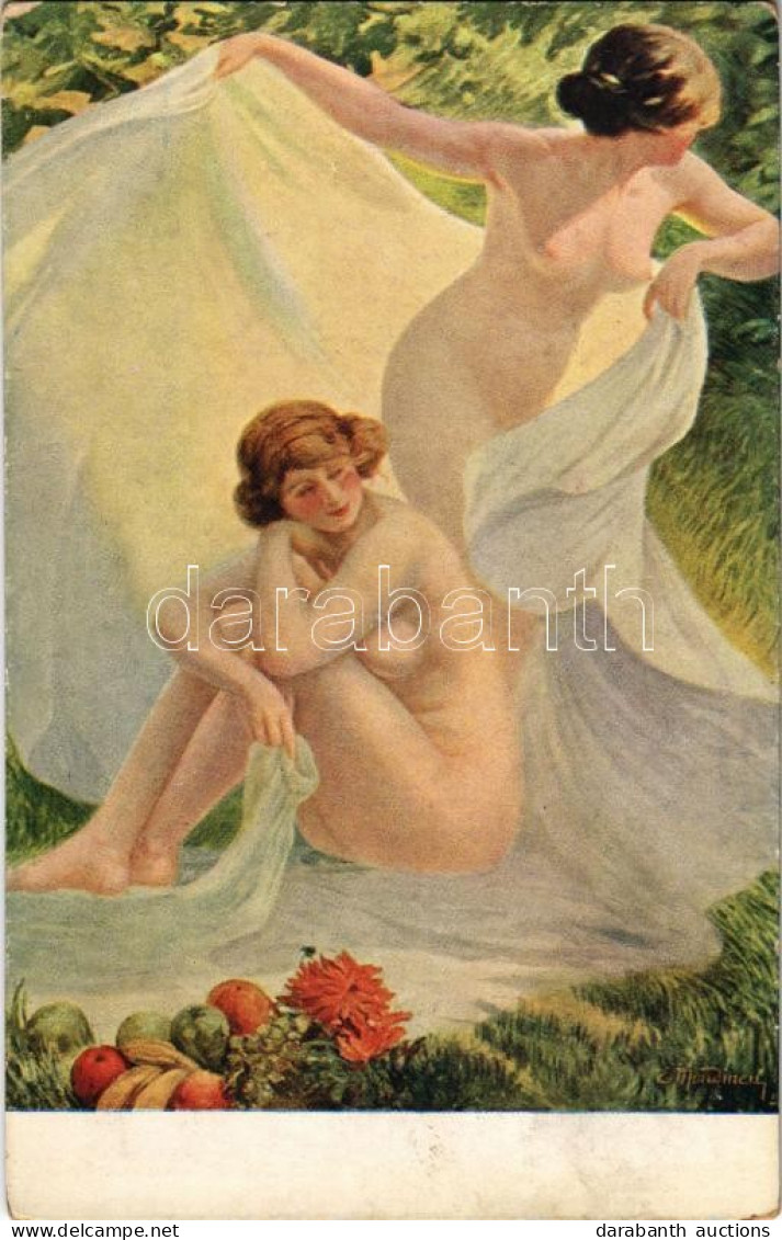 * T2/T3 1918 Alarme / Überrascht / Erotic Nude Lady Art Postcard. M.J.S. 141. S: Mondineu (EK) - Unclassified